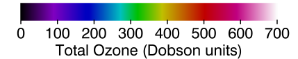 Palette relating map colors to ozone values