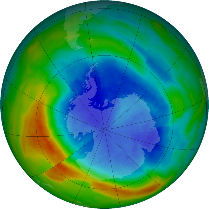 Ozone Hole Watch: Southern ozone map for 12 September 1985