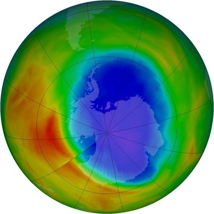 Ozone Hole Watch: Southern ozone map for 06 October 1986