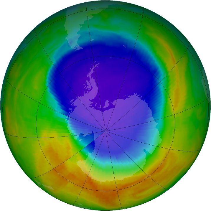 Ozone Hole Watch: Southern ozone map for 17 October 2000