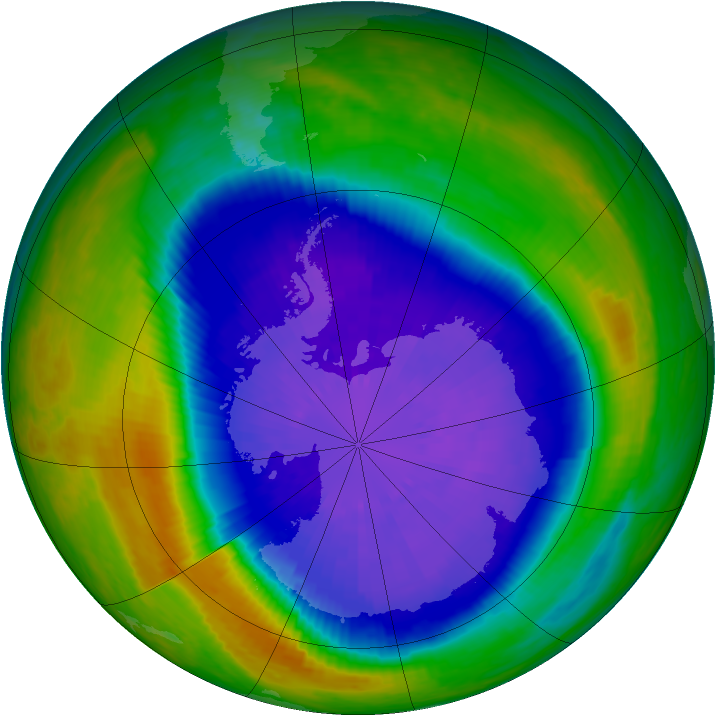 Ozone Hole Watch: Southern ozone map for 20 September 2001