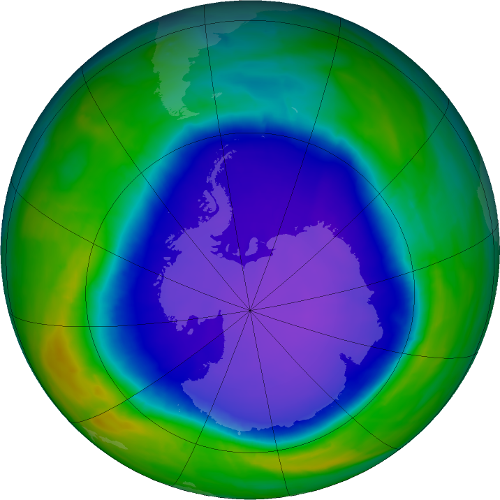 Ozone Hole Watch: Southern ozone map for 19 October 2015