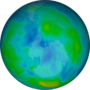 Mapa de ozono antártico para 2019-05-22