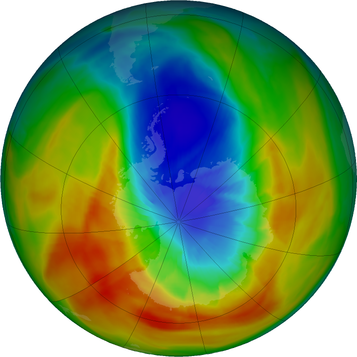 Ozone Hole Watch: Southern ozone map for 17 September 2019