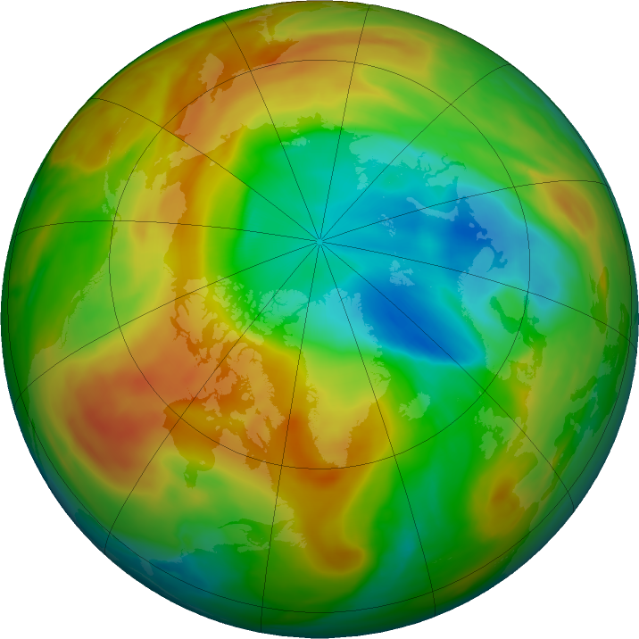 Arctic Ozone Watch: Northern ozone map for 13 April 2020