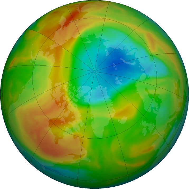 Arctic Ozone Watch: Northern ozone map for 15 April 2020