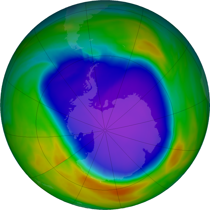 Ozone Hole Watch: Southern ozone map for 03 October 2020