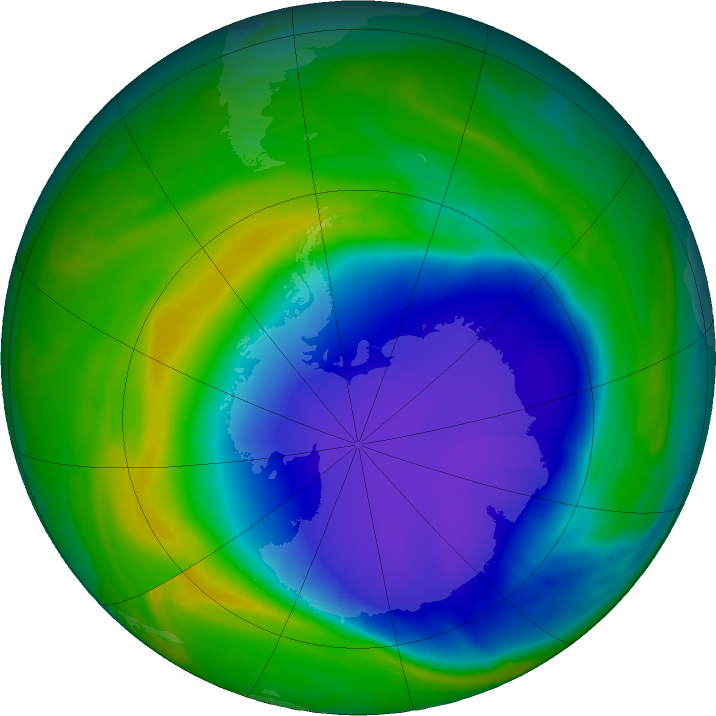 Ozone Hole Watch: Southern ozone map for 08 November 2020