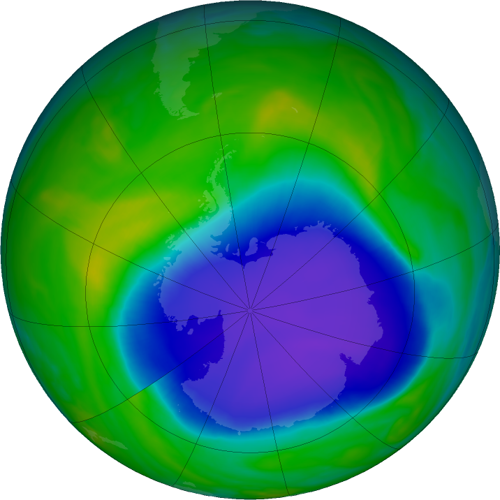 Ozone Hole Watch: Southern ozone map for 10 November 2020