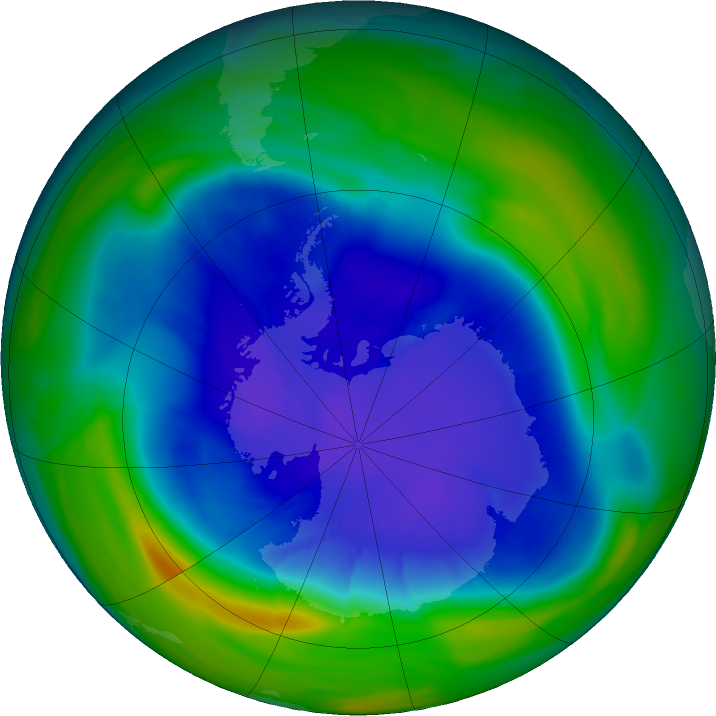 Ozone Hole Watch: Southern ozone map for 14 September 2022