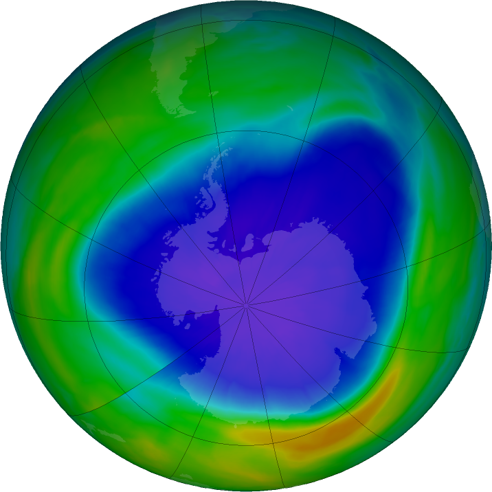 Ozone Hole Watch: Southern ozone map for 19 September 2022