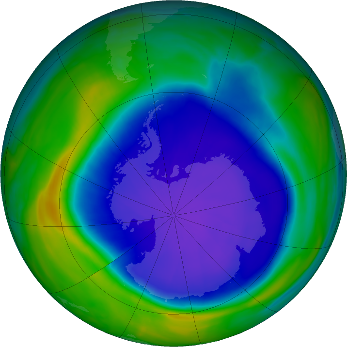 Ozone Hole Watch: Southern ozone map for 25 September 2022