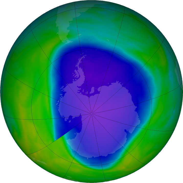 Ozone Hole Watch: Southern ozone map for 19 October 2022