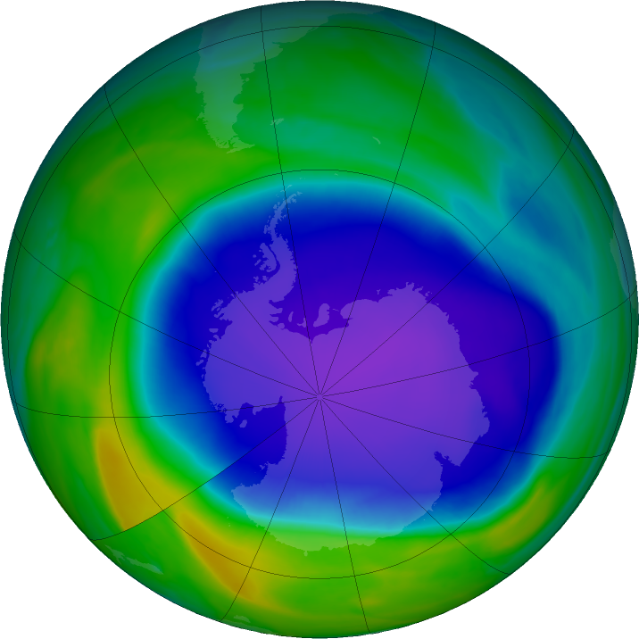 Ozone Hole Watch: Southern ozone map for 23 October 2022