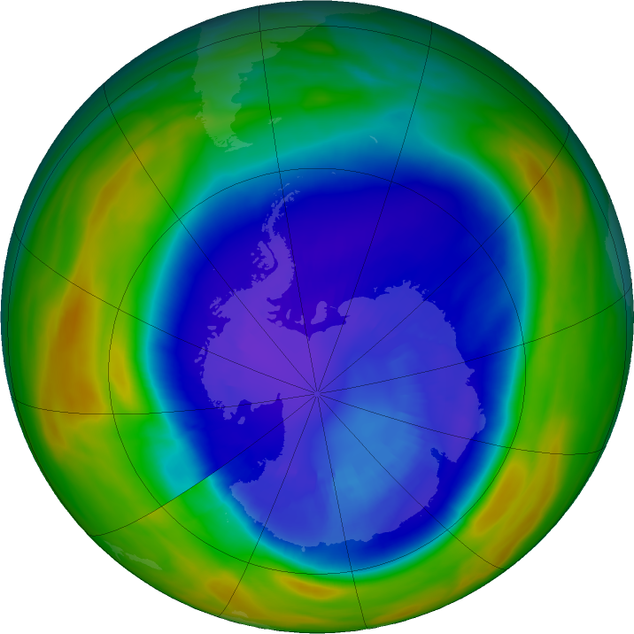 Ozone Hole Watch: Southern ozone map for 09 September 2023